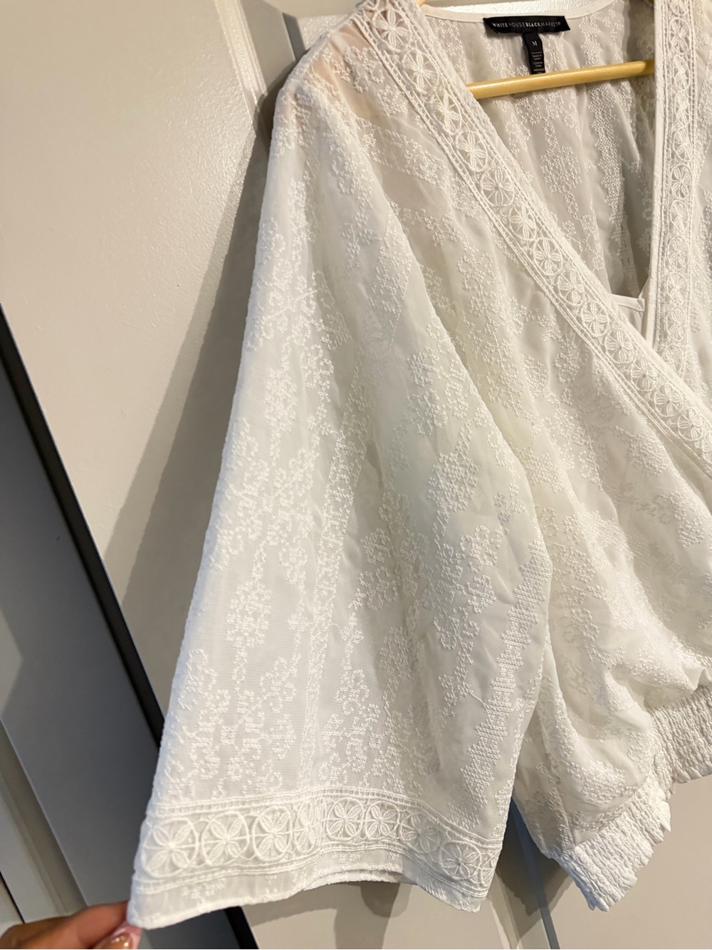 White House Black Market White Lace Wrap Blouse - Picture 5 of 6